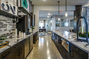 Expansive clubroom with entertainment kitchen
