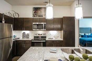 Contemporary espresso flat-panel cabinetry