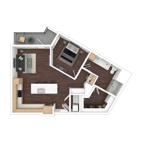 Floor plan for 1 bed, 1 bath, 819 sqft