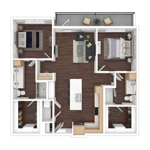 Floor plan for 2 beds, 2 baths, 1120 sqft