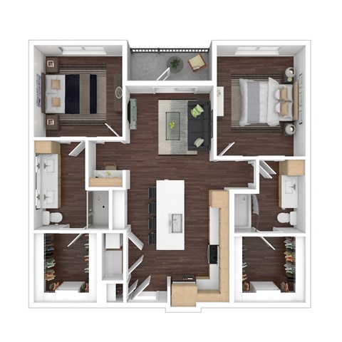 Floor plan for 2 beds, 2 baths, 1092 sqft