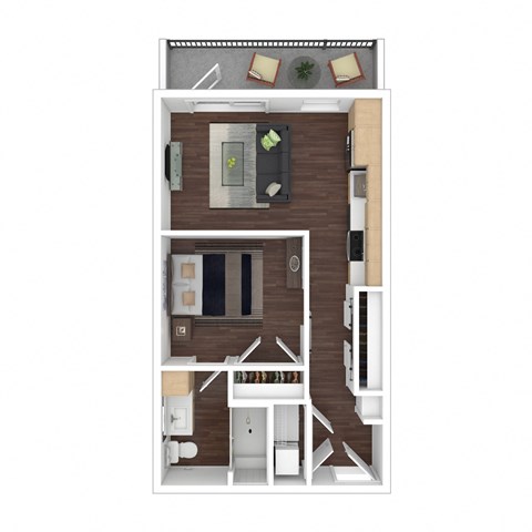 Floor plan for studio, 1 bath, 546 sqft