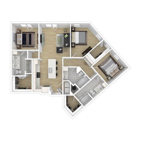 Floor plan for 3 beds, 3 baths, 1591 sqft
