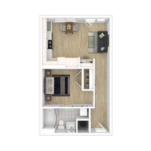 Floor plan for studio, 1 bath, 540 sqft