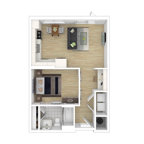 Floor plan for studio, 1 bath, 630 sqft