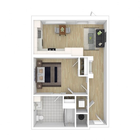 Floor plan for studio, 1 bath, 630 sqft