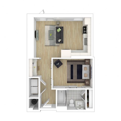 Floor plan for studio, 1 bath, 532 sqft