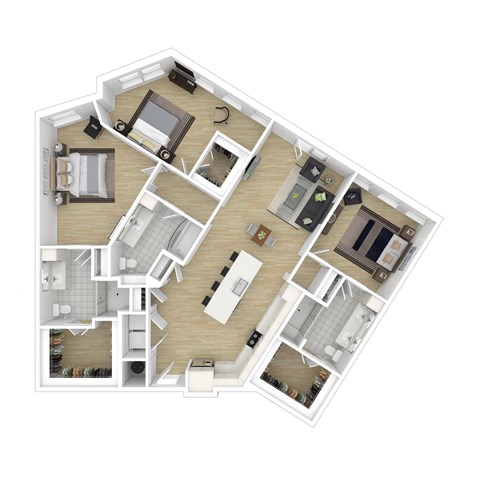 Floor plan for 3 beds, 3 baths, 1741 sqft