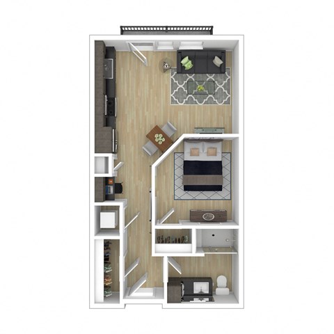 Floor plan for studio, 1 bath, 576 sqft