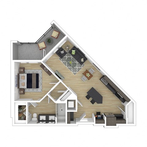 Floor plan for 1 bed, 1 bath, 772 sqft