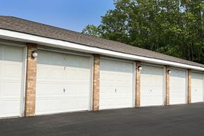 Franklin apartment for rent - a row of three car garages  at Wyndemere Apartments, Franklin, OH, 45005
