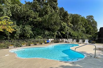 Picturesque pool and cabana setting
