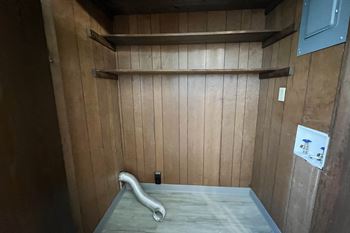 Generous walk-in closets with shelving