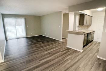 Unfurnished living and kitchen
