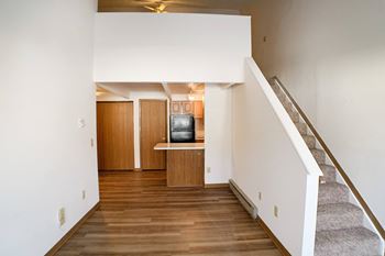 Kitchen with loft area view