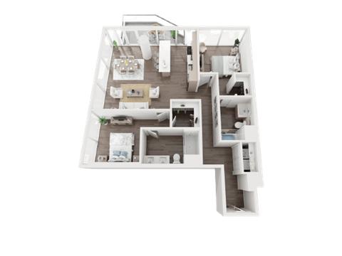 Floor plan for 2 beds, 2 baths, 1178 sqft