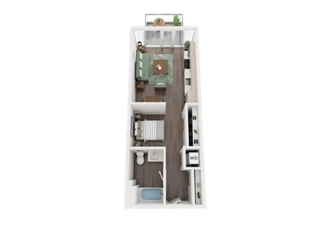 Floor plan for studio, 1 bath, 494 sqft