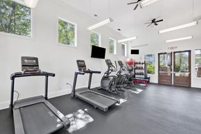 Gulf Shores apartment for rent - A gym with treadmills, exercise bikes, and a television.
