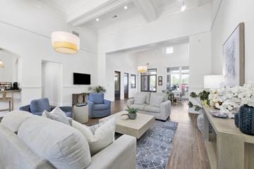Gulf Shores apartment for rent - A spacious living room with a grey sofa and a white couch.