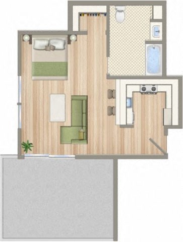 Floor plan for studio, 1 bath, 507 sqft