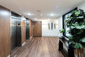 Elevator and lobby