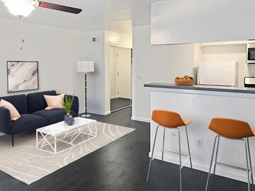 Los Angeles apartment for rent - a living room with a couch and a kitchen