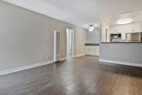 Los Angeles apartment for rent - an empty living room and kitchen with wood flooring