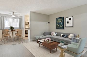 Los Angeles apartment for rent - a living room with a couch and a table