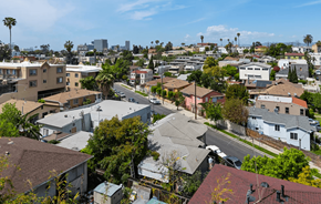 Los Angeles apartment for rent - A residential area with houses and trees.