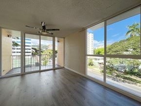 Honolulu apartment for rent - Punahou Heights Living Room with Picture Window Skyline Views