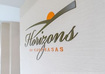 Calabasas apartment for rent - A logo for Horizons at Galabasas is displayed on a wall.