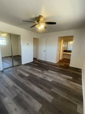 Redondo Beach apartment for rent - Seaview bedroom with a ceiling fan and wooden flooring.