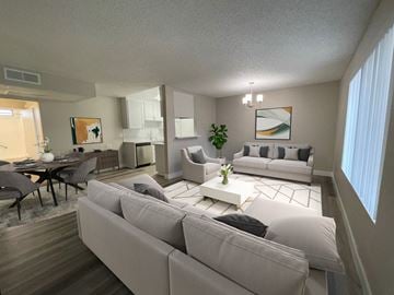 Mission Hills apartment for rent - a living room and dining room with couches and a table