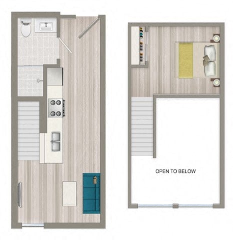 Floor plan for studio, 1 bath, 434 sqft