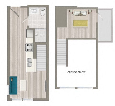 Floor plan for studio, 1 bath, 434 sqft