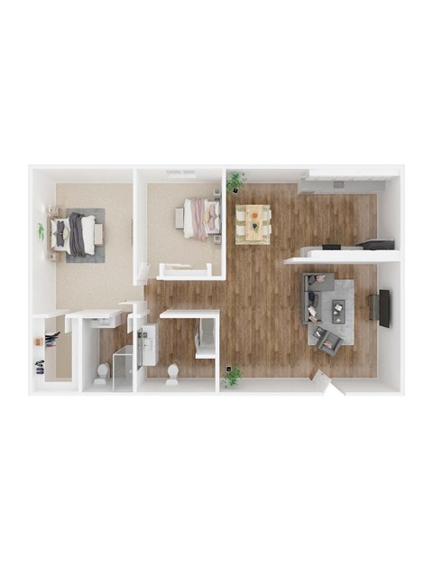 Floor plan for 2 beds, 2 baths, 927 sqft