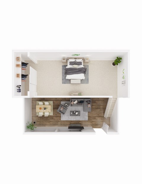 Floor plan for 1 bed, 1 bath, 634 sqft