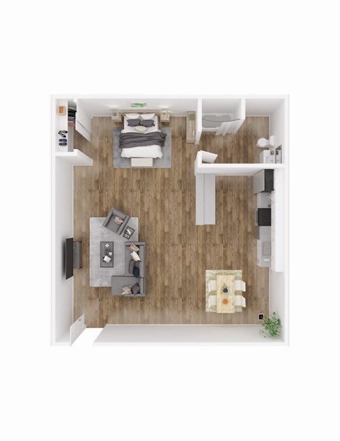 Floor plan for studio, 1 bath, 476 sqft