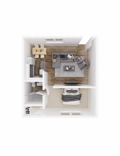 Floor plan for 1 bed, 1 bath, 660 sqft
