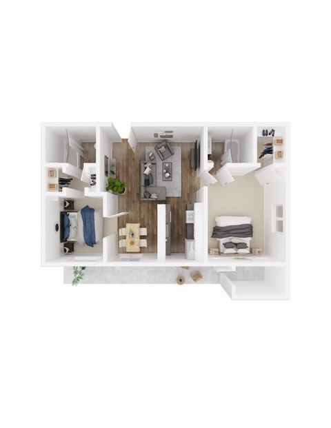 Floor plan for 2 beds, 2 baths, 994 sqft