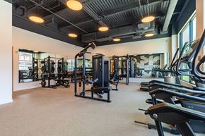 Lancaster apartment for rent - A gym with a variety of equipment including treadmills, weights, and exercise machines.