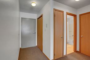 Mcconnellsburg apartment for rent - a bedroom with three doors and a carpeted floor