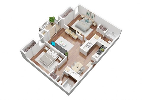 Floor plan for 2 beds, 2 baths, 865 sqft