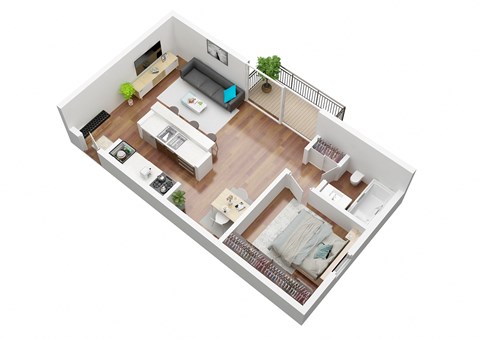 Floor plan for 1 bed, 1 bath, 660 sqft