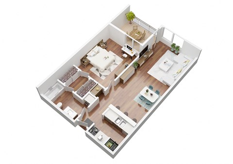 Floor plan for 1 bed, 1 bath, 655 sqft