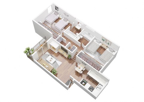 Floor plan for 2 beds, 2 baths, 1125 sqft
