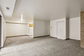 Turtle Creek apartment for rent - A spacious room with a carpeted floor and white walls.