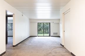 Wilkins Twp apartment for rent - A spacious living room with a large sliding glass doors.