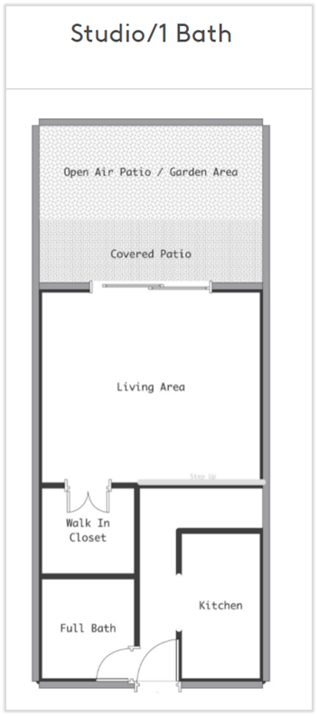 Floor plan for studio, 1 bath, 540 sqft