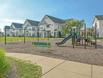 Playground with green slide